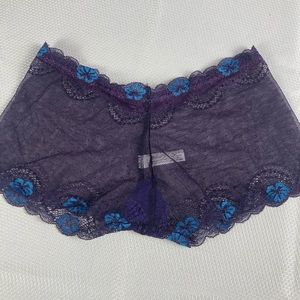 Women’s Purple with Blue band Lingerie Lace Boyshorts.